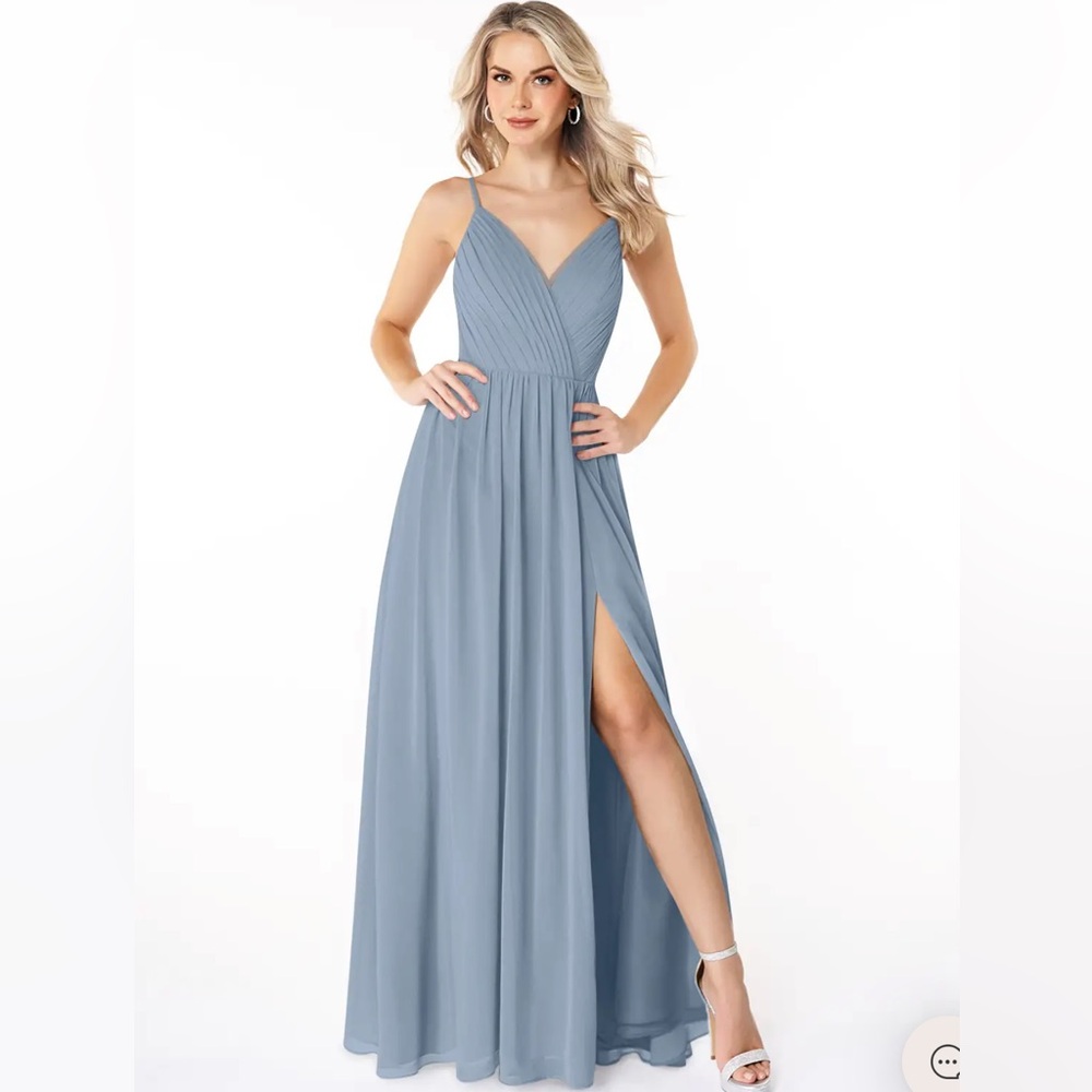 NWT Azazie Dusty Blue Maxi Dress (Gracie)